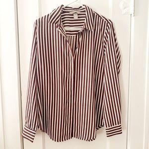 H&M Burgundy stripe button down